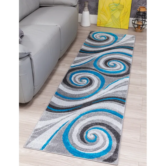 Samba Spirals Teal Rugs - Various Sizes | Murphy Furniture
