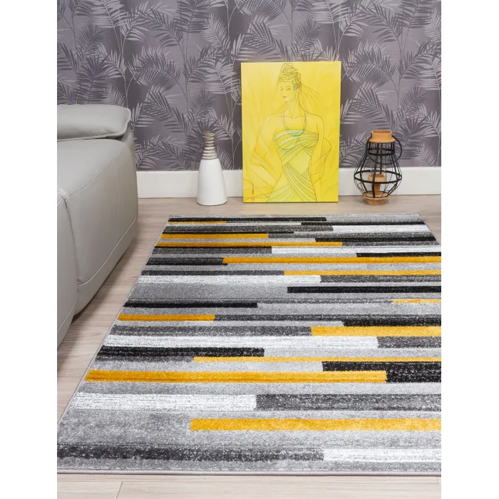 Samba Levels Ochre Rug - Various Sizes | Murphy Furniture