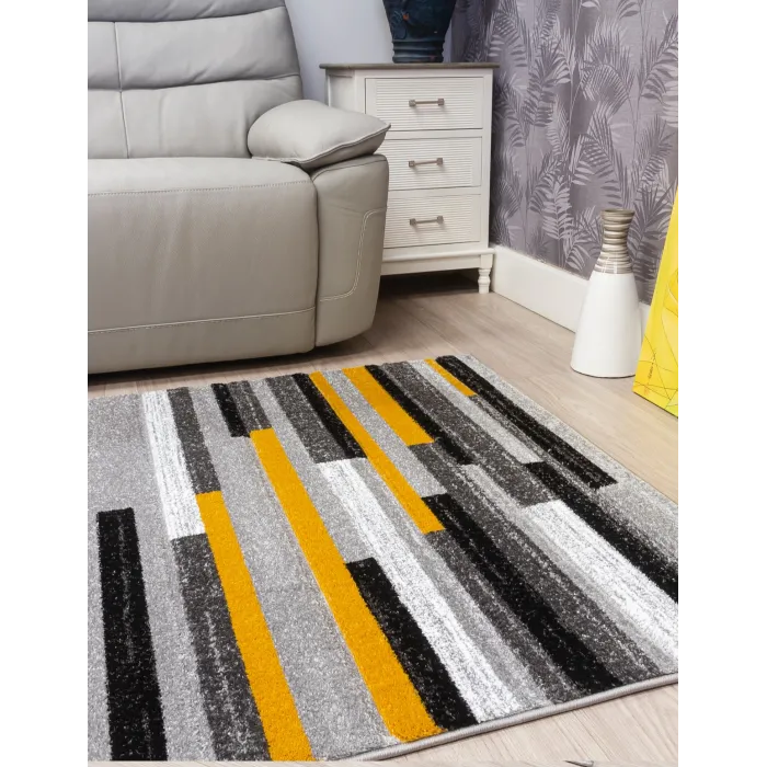 Samba Levels Ochre Rug - Various Sizes | Murphy Furniture
