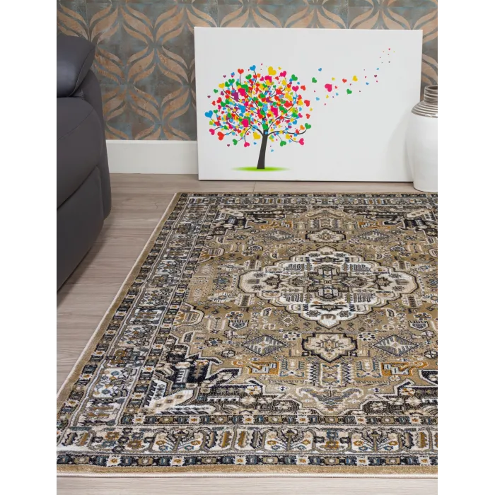 Aziza Medallion Beige Rug - Various Sizes | Murphy Furniture