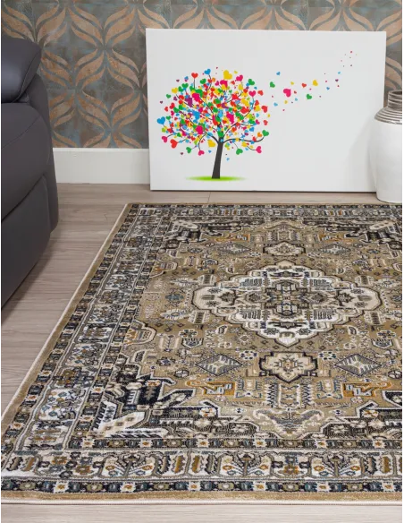 Aziza Medallion Beige Rug - Various Sizes | Murphy Furniture