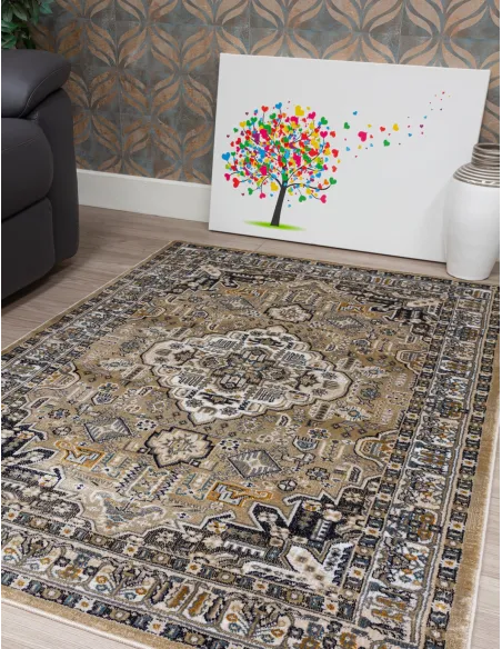 Aziza Medallion Beige Rug - Various Sizes | Murphy Furniture