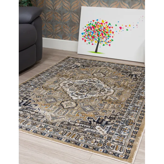 Aziza Medallion Beige Rug - Various Sizes | Murphy Furniture