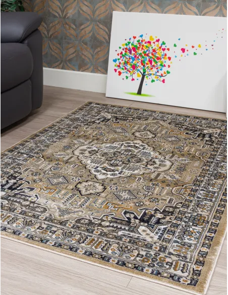 Aziza Medallion Beige Rug - Various Sizes | Murphy Furniture