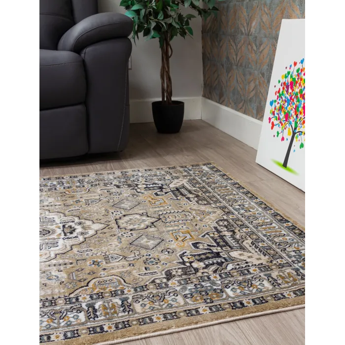 Aziza Medallion Beige Rug - Various Sizes | Murphy Furniture