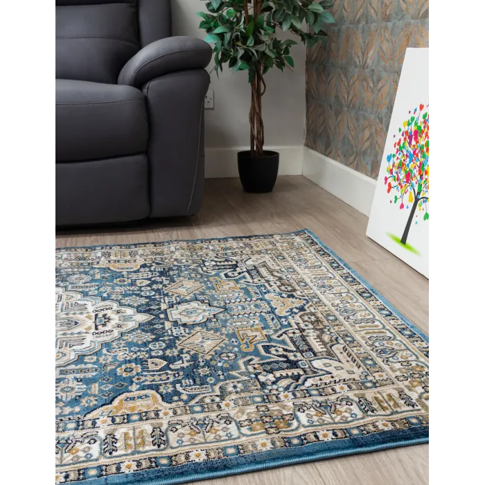 Aziza Medallion Blue Rug - Various Sizes | Murphy Furniture