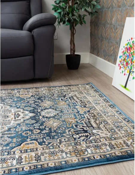 Aziza Medallion Blue Rug - Various Sizes | Murphy Furniture