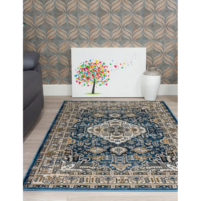 Aziza Medallion Blue Rug - Various Sizes | Murphy Furniture