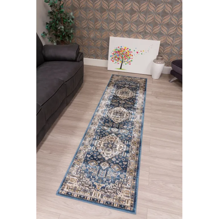 Aziza Medallion Blue Rug - Various Sizes | Murphy Furniture