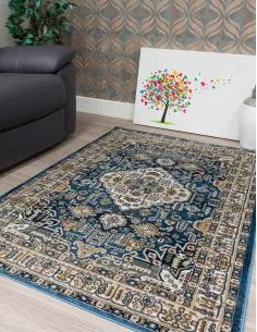 Aziza Medallion Blue Rug - Various Sizes | Murphy Furniture