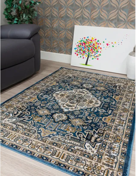 Aziza Medallion Blue Rug - Various Sizes | Murphy Furniture