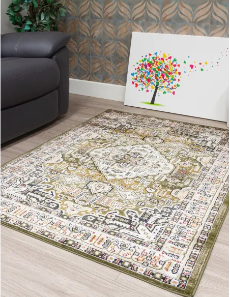 Aziza Medallion Green Rug - Various Sizes | Murphy Furniture