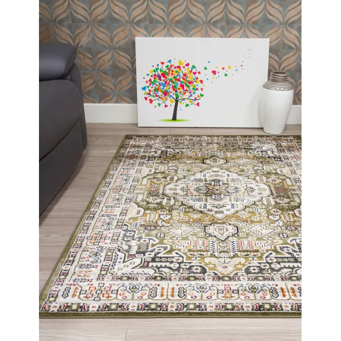 Aziza Medallion Green Rug - Various Sizes | Murphy Furniture