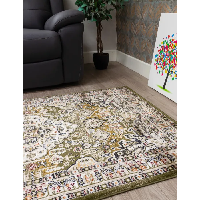 Aziza Medallion Green Rug - Various Sizes | Murphy Furniture