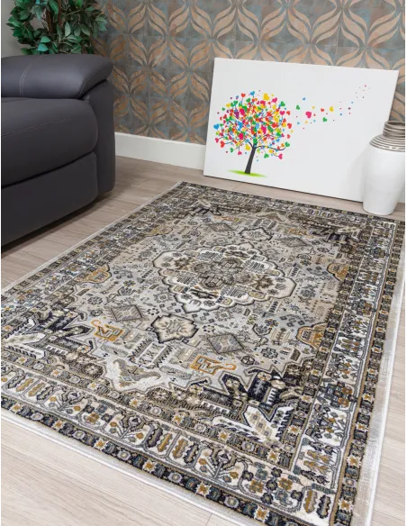 Aziza Medallion Grey Rug - Various Sizes | Murphy Furniture