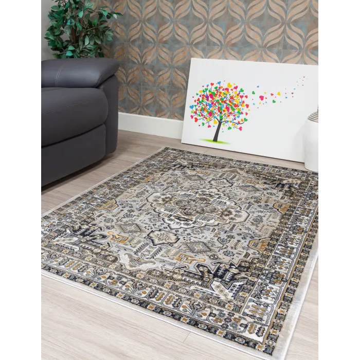 Aziza Medallion Grey Rug - Various Sizes | Murphy Furniture
