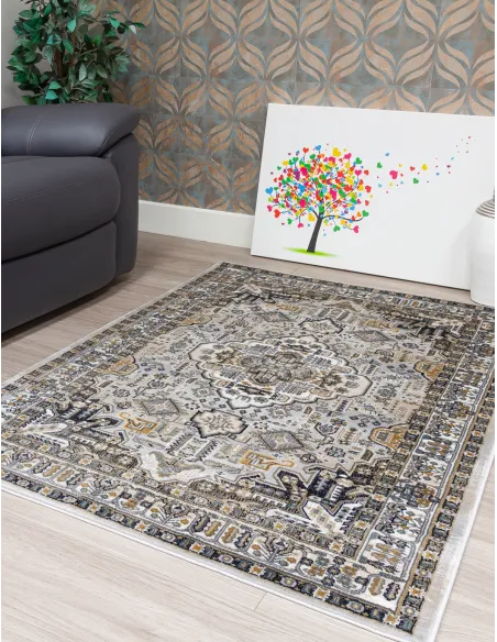 Aziza Medallion Grey Rug - Various Sizes | Murphy Furniture