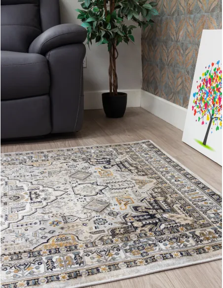 Aziza Medallion Grey Rug - Various Sizes | Murphy Furniture