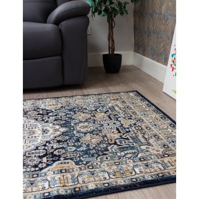 Aziza Medallion Navy Rug - Various Sizes | Murphy Furniture