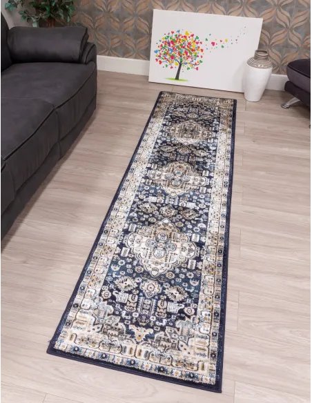 Aziza Medallion Navy Rug - Various Sizes | Murphy Furniture