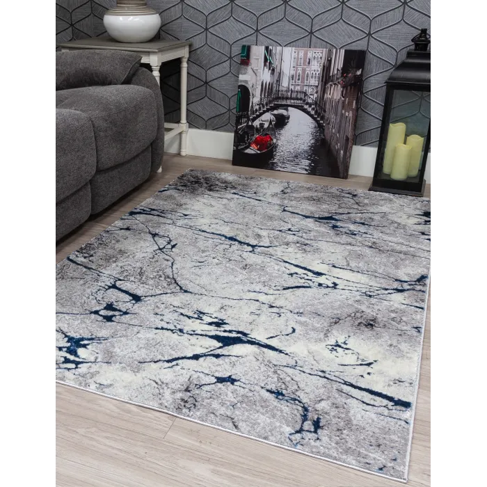 Glitz Marble Blue Rug - Various Sizes | Murphy Furniture