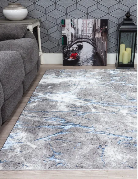 Glitz Marble Blue Rug - Various Sizes | Murphy Furniture