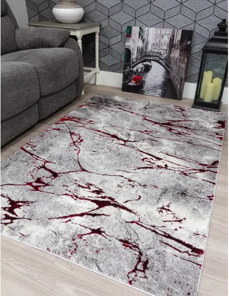 Glitz Marble Red Rug - Various Sizes | Murphy Furniture