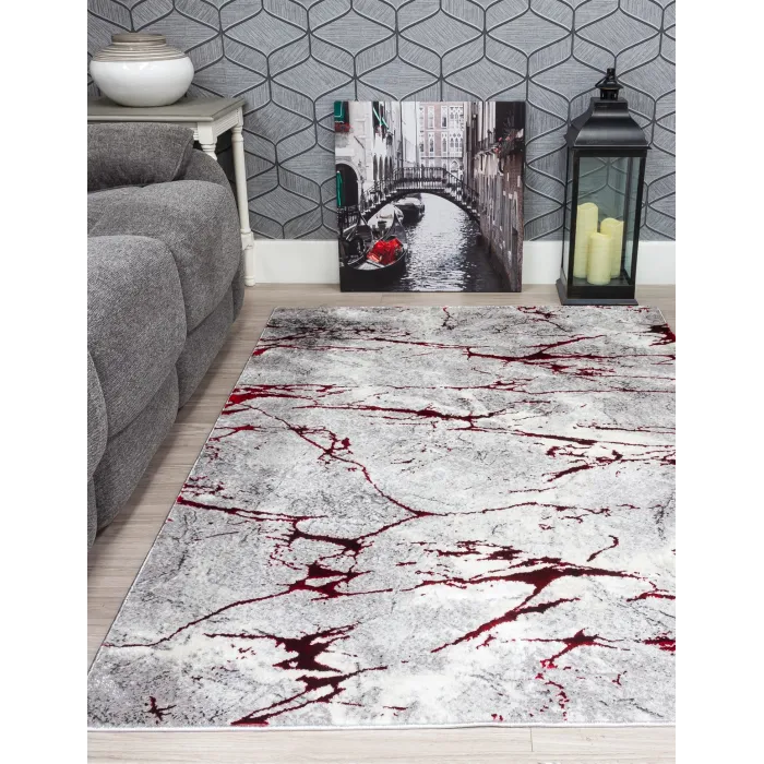 Glitz Marble Red Rug - Various Sizes | Murphy Furniture