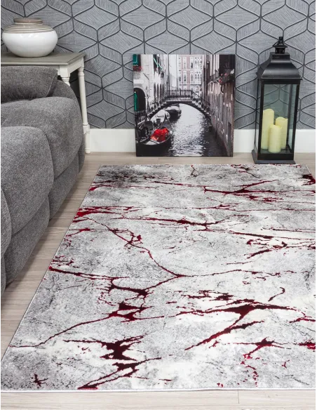 Glitz Marble Red Rug - Various Sizes | Murphy Furniture