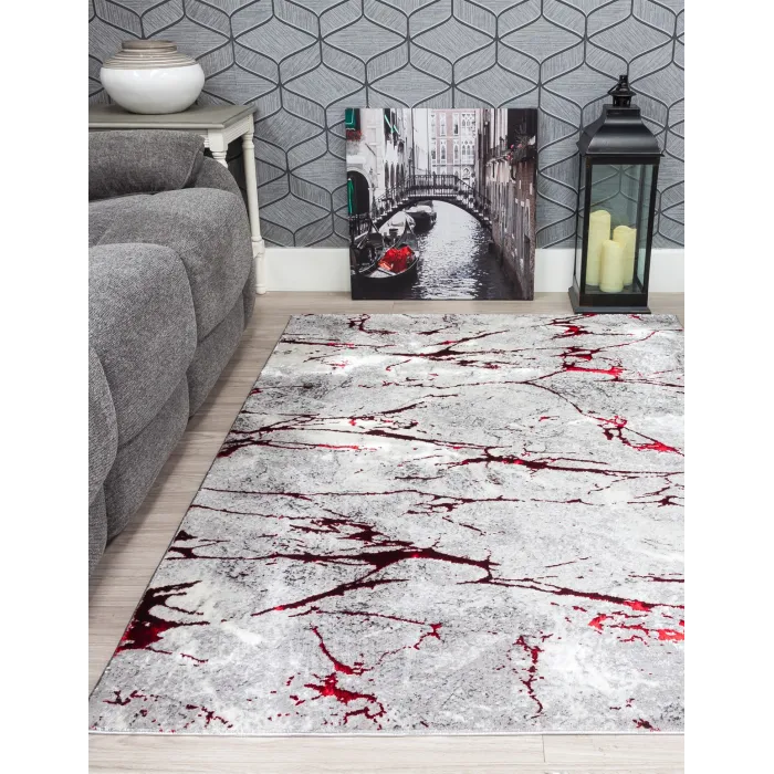 Glitz Marble Red Rug - Various Sizes | Murphy Furniture
