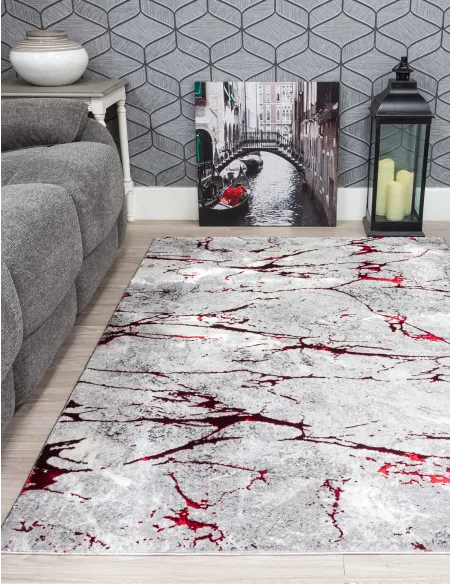 Glitz Marble Red Rug - Various Sizes | Murphy Furniture