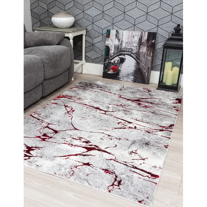 Glitz Marble Red Rug - Various Sizes | Murphy Furniture