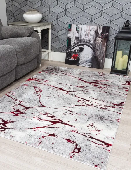 Glitz Marble Red Rug - Various Sizes | Murphy Furniture