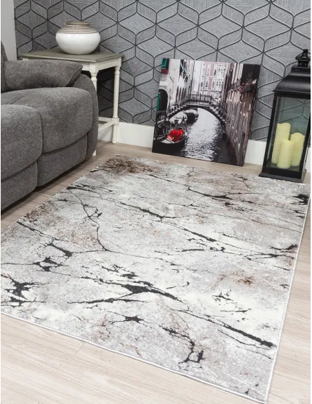 Glitz Marble Grey Rug - Various Sizes | Murphy Furniture