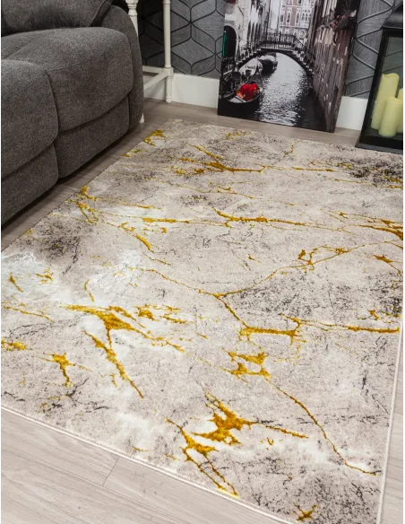 Glitz Marble Ochre Rug - Various Sizes | Murphy Furniture