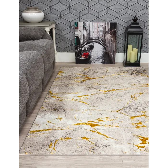 Glitz Marble Ochre Rug - Various Sizes | Murphy Furniture