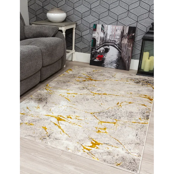 Glitz Marble Ochre Rug - Various Sizes | Murphy Furniture