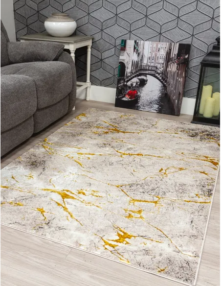Glitz Marble Ochre Rug - Various Sizes | Murphy Furniture