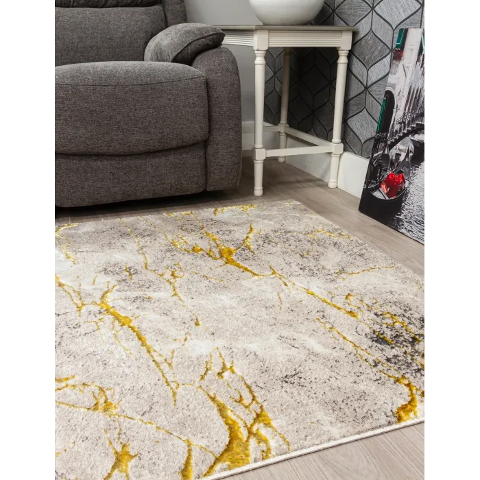 Glitz Marble Ochre Rug - Various Sizes | Murphy Furniture