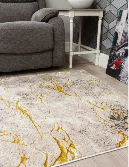 Glitz Marble Ochre Rug - Various Sizes | Murphy Furniture
