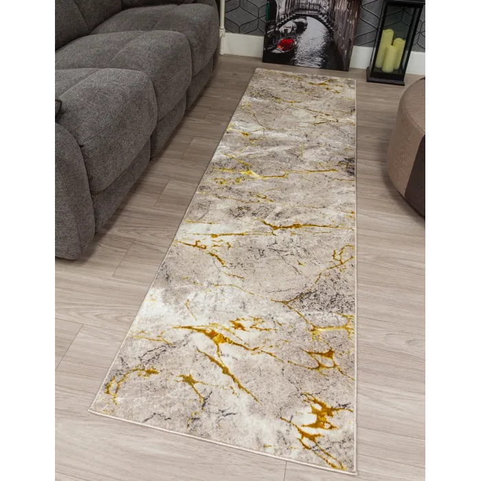 Glitz Marble Ochre Rug - Various Sizes | Murphy Furniture