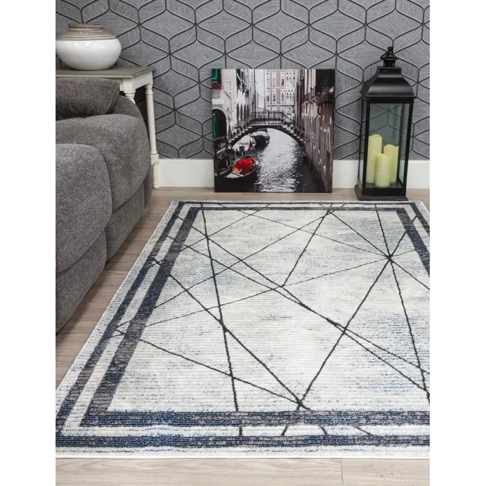 Glitz Art Deco Blue Rug - Various Sizes | Murphy Furniture