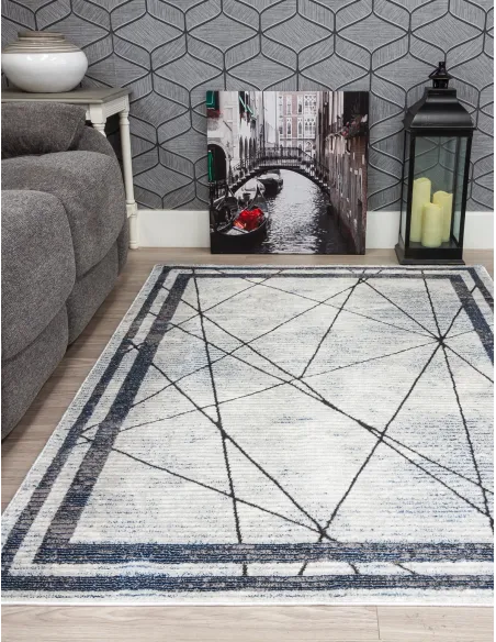 Glitz Art Deco Blue Rug - Various Sizes | Murphy Furniture