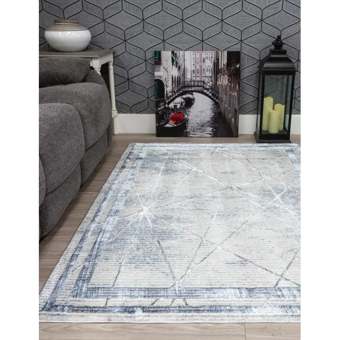 Glitz Art Deco Blue Rug - Various Sizes | Murphy Furniture