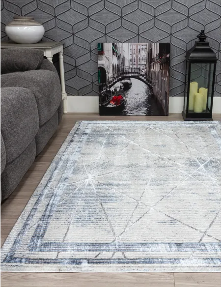 Glitz Art Deco Blue Rug - Various Sizes | Murphy Furniture