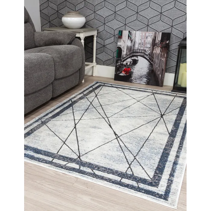 Glitz Art Deco Blue Rug - Various Sizes | Murphy Furniture