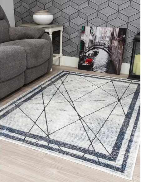 Glitz Art Deco Blue Rug - Various Sizes | Murphy Furniture
