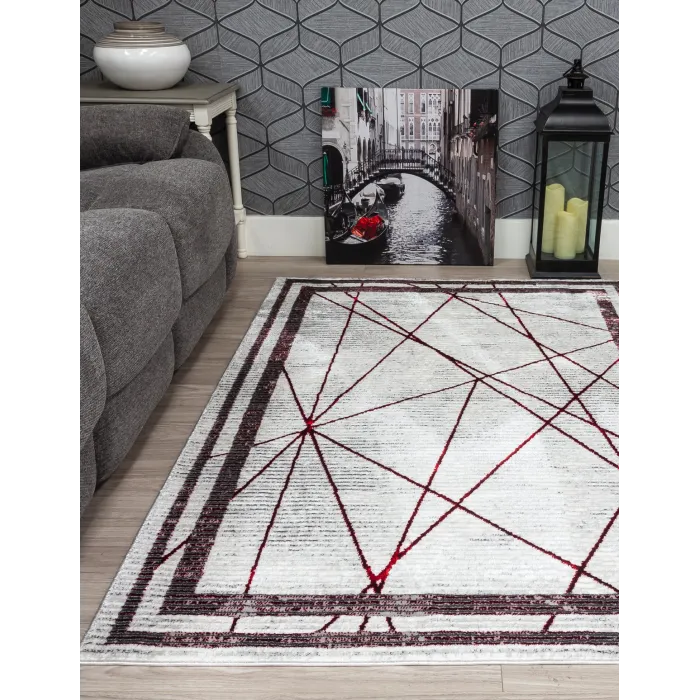 Glitz Art Deco Red Rug - Various Sizes | Murphy Furniture