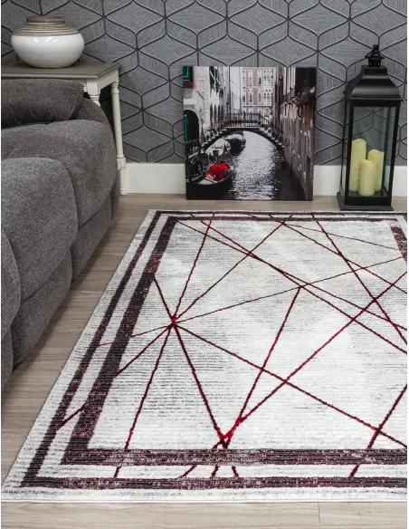 Glitz Art Deco Red Rug - Various Sizes | Murphy Furniture