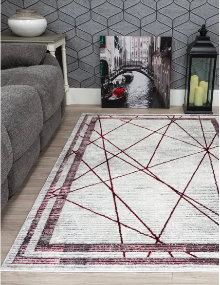 Glitz Art Deco Red Rug - Various Sizes | Murphy Furniture